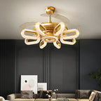 Gold Ceiling Fan with Light LED Iron Brightness Ceiling Fan Lights