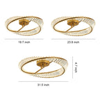 Mobius Light Fixture Luxury Gold Ring Flush Mount Crystal Light