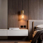 Gold Cylinder Pendant Light Modern LED Crystal Ceiling Light