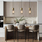 Gold Cylinder Pendant Light Modern LED Crystal Ceiling Light