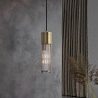 Gold Cylinder Pendant Light Modern LED Crystal Ceiling Light