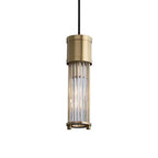 Gold Cylinder Pendant Light Modern LED Crystal Ceiling Light