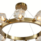 Gold Round Polished Brass Ring Chandelier