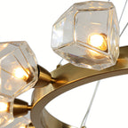 Gold Round Polished Brass Ring Chandelier
