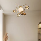 Gold Semi Flush Ceiling Light Minimalist Planet Art Creative Light