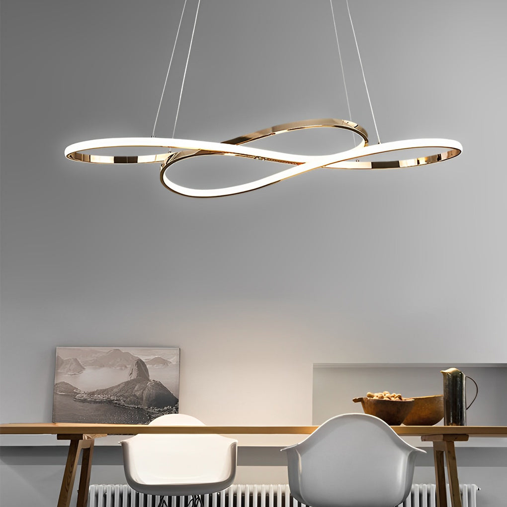 [Open-Box] Wavy Double 8-shaped LED Stepless Dimming Nordic Chandelier Hanging Lamp