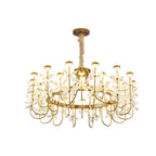 Golden Luxury 24-light Crystal Flower Chandelier for Living Room