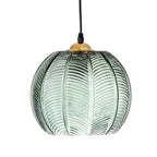Green Glass Pendant Lighting Modern Textured Ceiling Light