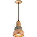 Wood Pendant Lighting Wabi-Sabi Retro Cement Ceiling Light