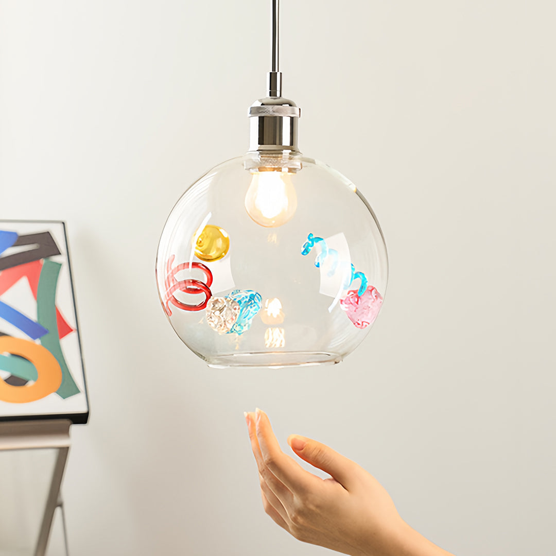 Colorful Glass Pendant Lights Creative Geometric Dec Ceiling Light
