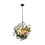 Hanging Greenery with Lights Vintage Iron Cage Vine Light