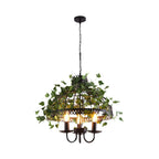 Hanging Greenery with Lights Vintage Iron Cage Vine Light