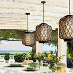 Hanging Lantern Lamp Woven Rural Modern Outdoor Pendant Light