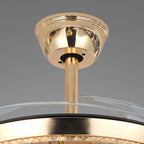 Crystal Ceiling Fans with Lights European Style Gold Iron Luxury Fan