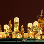 Christmas Decoration Wooden Glass Snow Scene Ornament Lamp