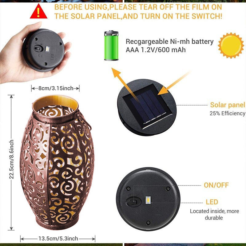 Hollow Outdoor Solar Lights Vintage Red Copper Light