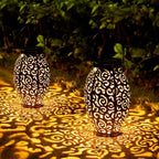 Hollow Outdoor Solar Lights Vintage Red Copper Light