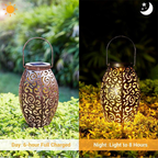 Hollow Outdoor Solar Lights Vintage Red Copper Light