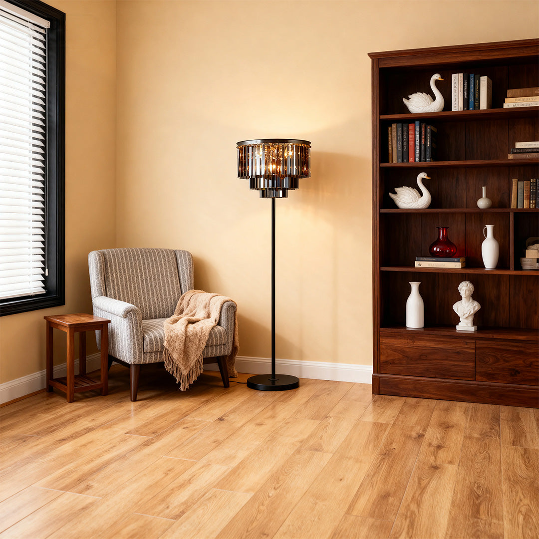 Floor Crystal Lamp American Glamorous Decorative Standing Luxury Light