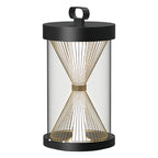 Black Outdoor Lantern Hourglass Design Versatile Portable Light