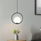 Modern Metal Circle Glass Globe Shaped Pendant Ceiling Light