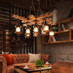 Rustic Wood Chandelier Vintage Unique LED Ceiling Light