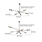 Industrial Sputnik Chandelier - Copper Linear Pendant Lights (6/8-Light)