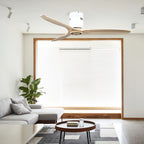Wooden Ceiling Fan with Light Quiet Dc Motor Flush Mount Fandelier