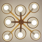 Wooden Chandeliers Nordic Style Creative LED Chandelier Made of Rubberwood