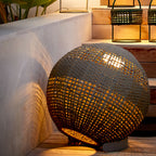 Outdoor Globe Lantern with a Stylish Woven Texture Chic Outdoor Lights