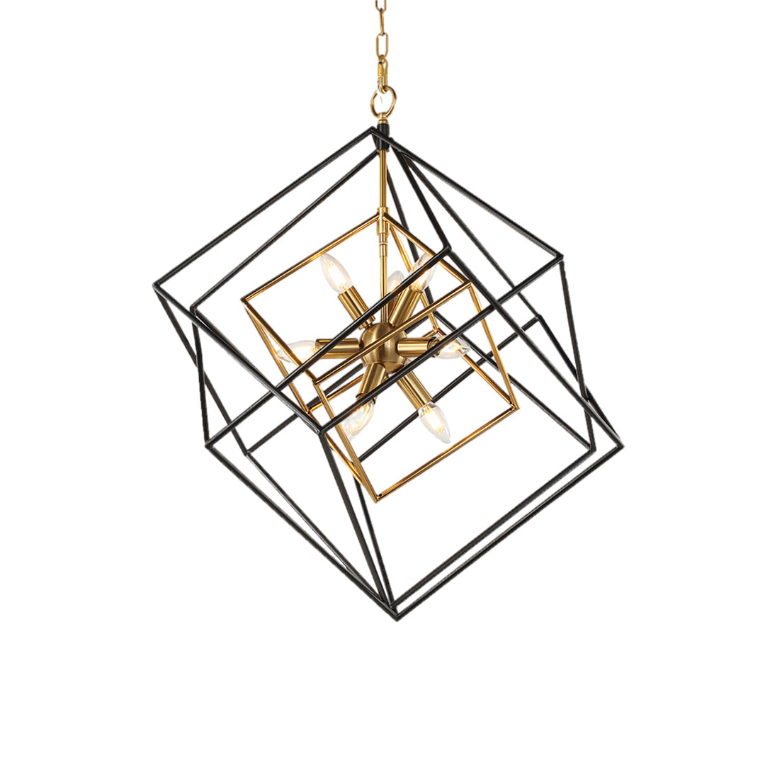 Square Pendant Lights Industrial Iron Artisan Dual-Color Ceiling Light
