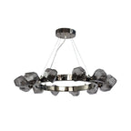 Black Round Chandelier with Geometric Glass Shades Ceiling Light