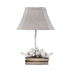 Small Bird Table Lamp French Perched on Stacked Books Fabric Light