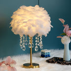 Feather Table Lamp Modern LED Crystal Tassel Ambient Light
