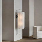 Japanese Style LED Wall Lantern Sconce with Striped Fabric Shade