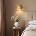 Japanese Wall Light Vintage Wicker Adjustable Light