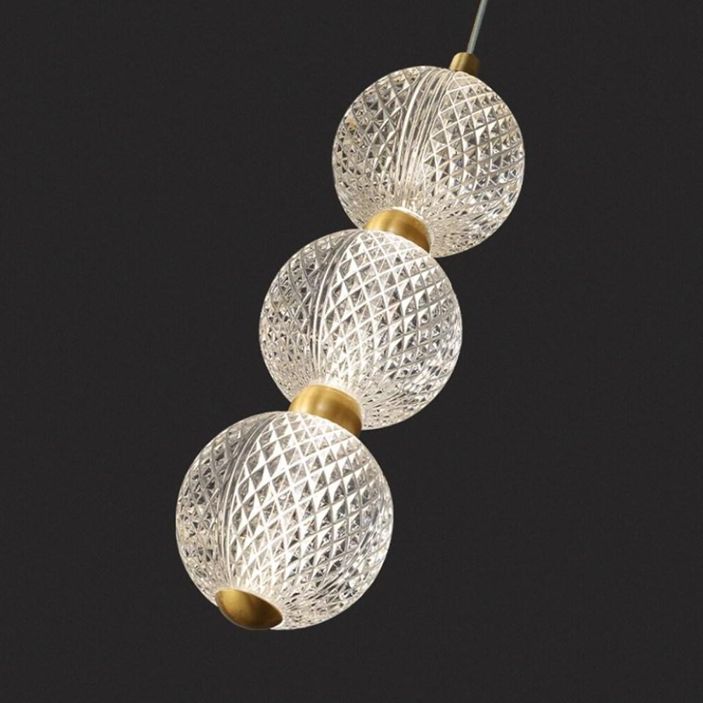 3 Globe Acrylic Copper Pendant Lights Geometrical Ceiling Lights
