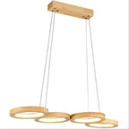 Rustic 4-Circle Wood LED Modern Chandeliers Ceiling Lights