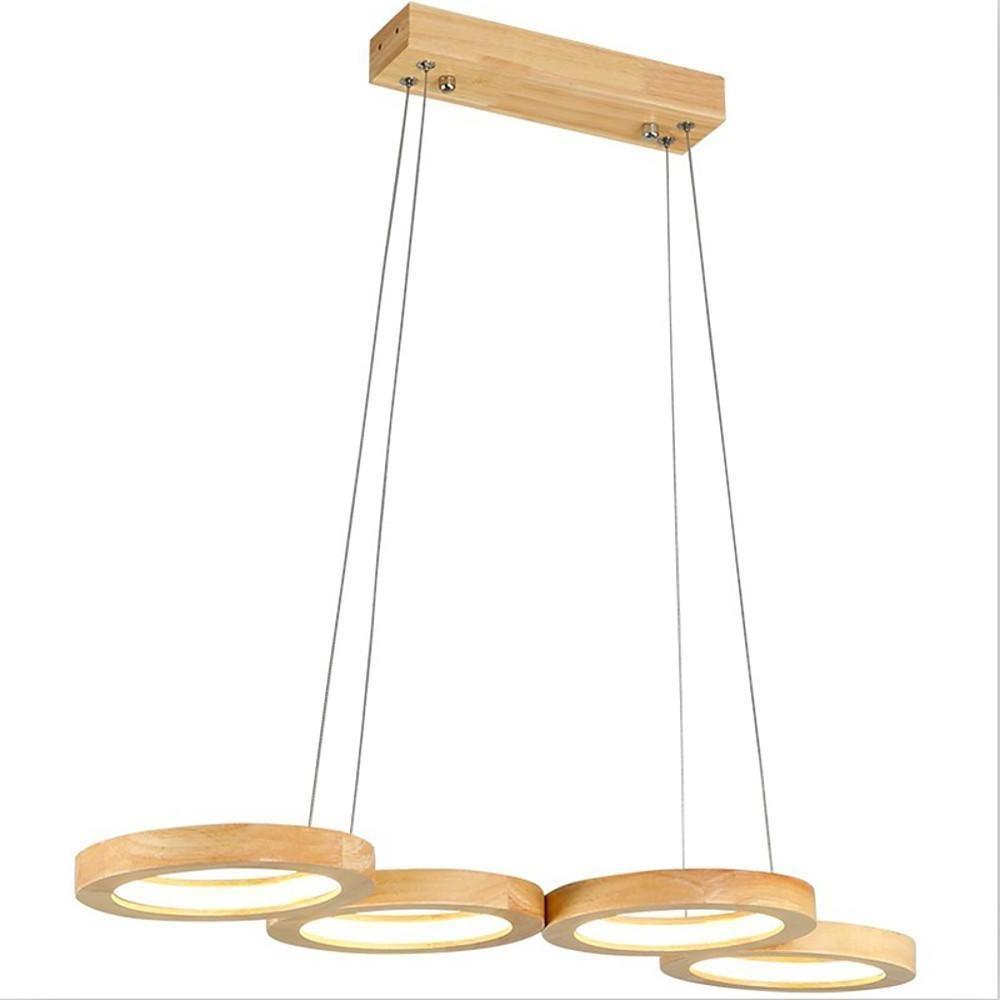 Rustic 4-Circle Wood LED Modern Chandeliers Ceiling Lights