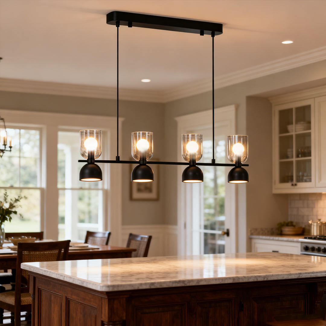 Glass Pendant Chandel Metal Adjustable Ceiling Light