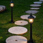 Bollard Post Light Outdoor Garden Glass Shade Aluminum Lamp