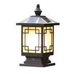 Lantern Pillar Lights Vintage Grid Waterproof Solar Light