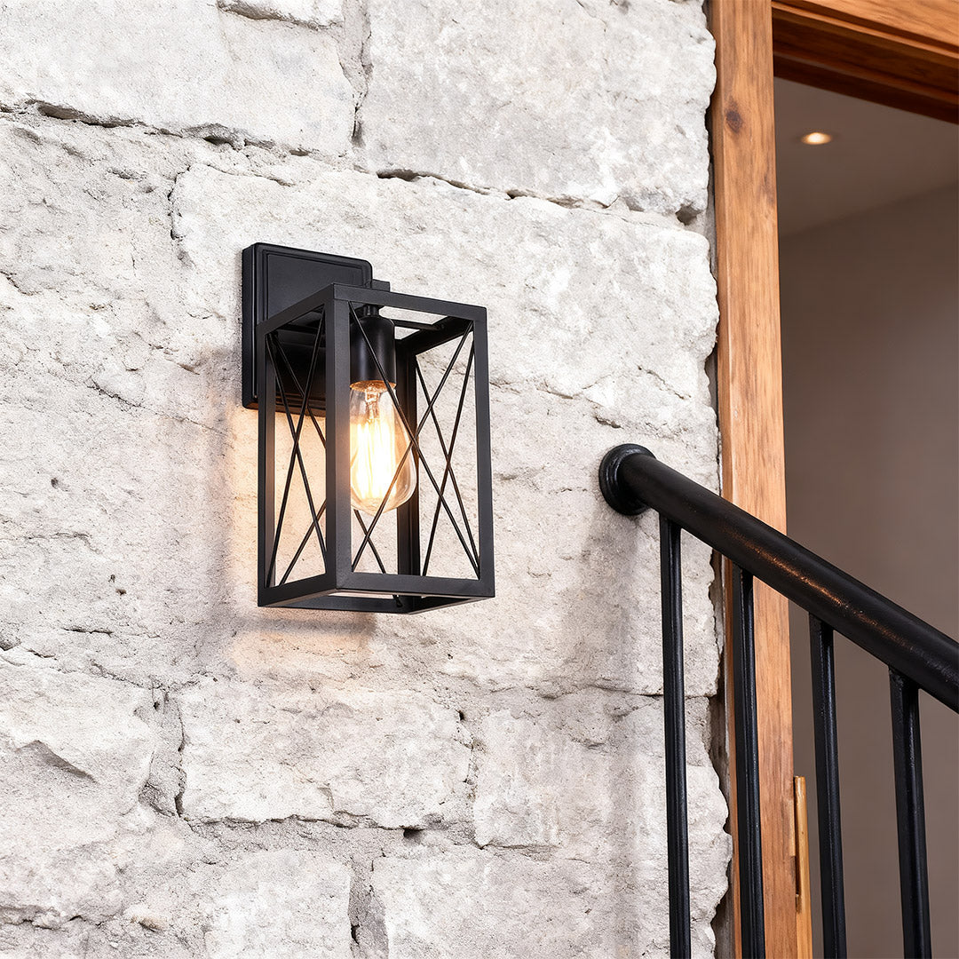 Lantern Wall Light American Black Industrial Cage Wall Lamp