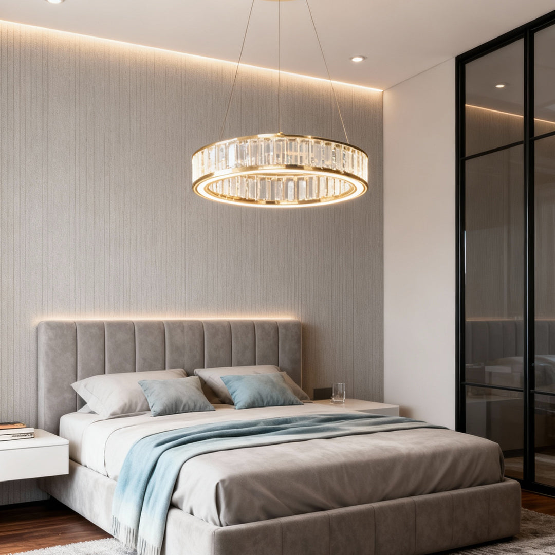 Large Crystal Chandeliers Luxury Circular Ceiling Light