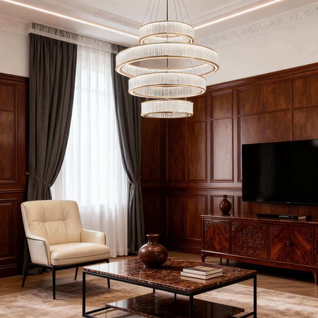 Large Crystal Chandeliers Luxury Circular Ceiling Light
