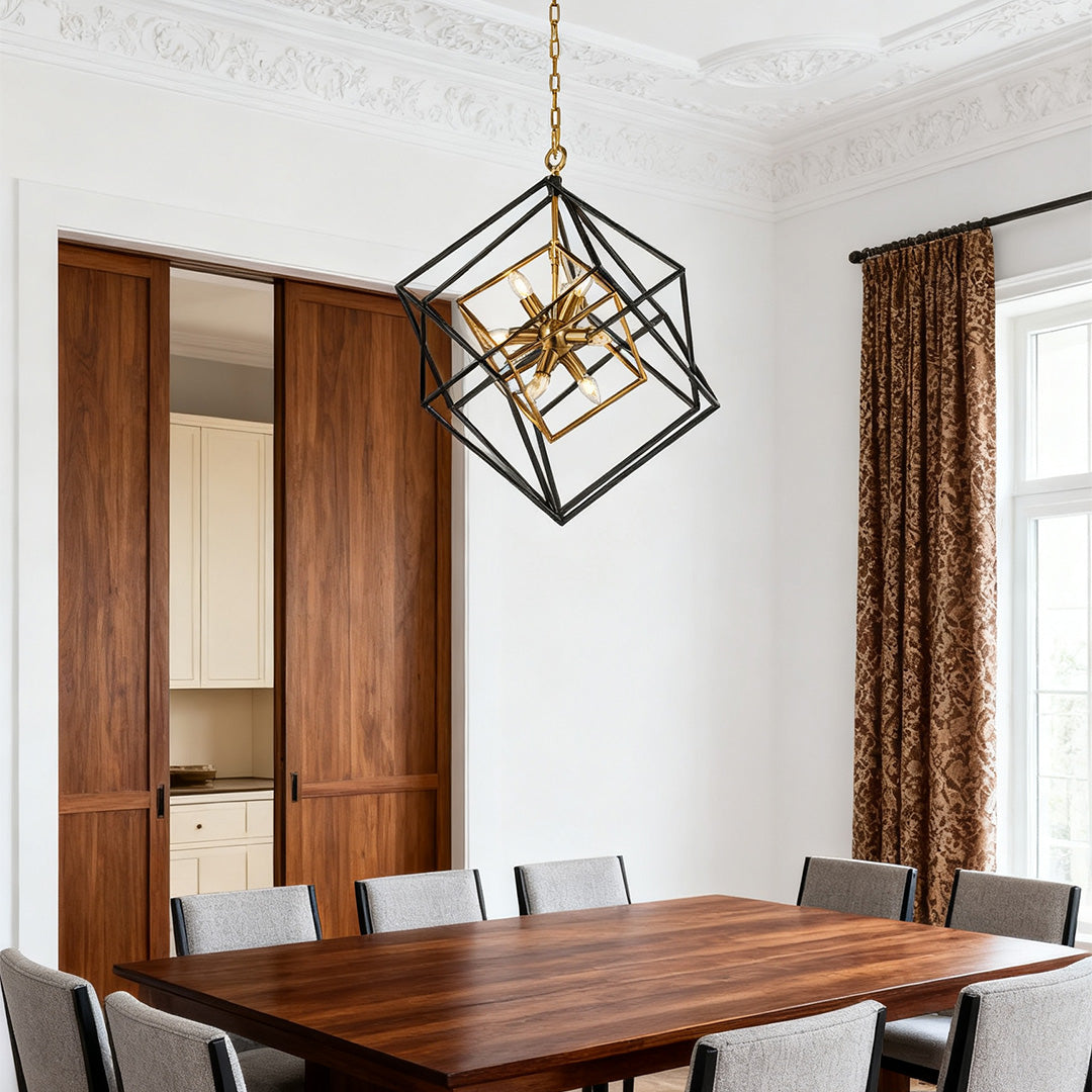 Industrial Dual-Color Iron Square Pendant