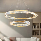 Gold Crystal Chandelier Dimmable LED Modern Ring Ceiling Light