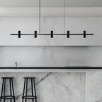 LED Copper Black Stone Linear Island Pendant Light