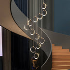 LED Ring Clusters Rotating Staircase Chandelier
