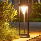 LED Solar Bollard Lights Modern Outdoor Black Lawn Light